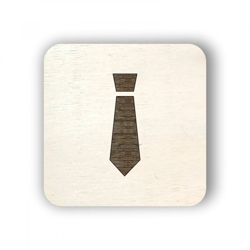 Dřevěný štítek oblečení - kravata - čtvereček
