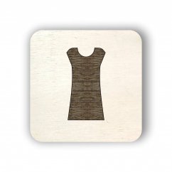Dřevěný štítek oblečení - noční košile - čtvereček