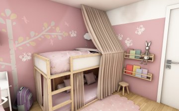 Ružová dievčenská izba s nežnými nálepkami
