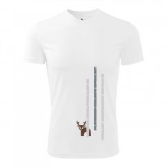 Pánské bílé sportovní tričko s jelenem