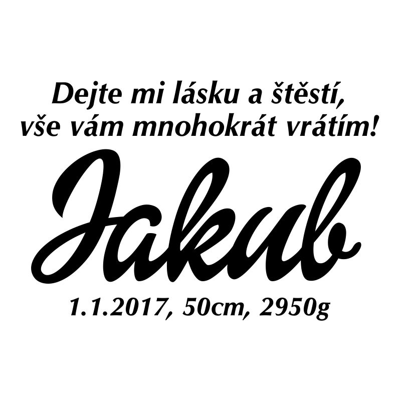 Samolepka na stěnu - jméno - slib - data o narození - Pieris design