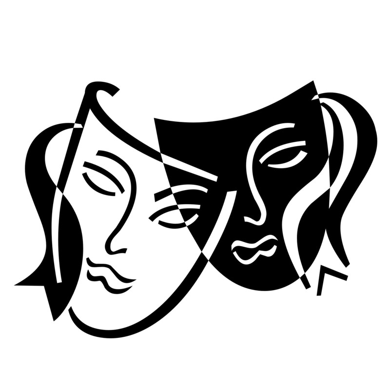 Antické divadelné masky - nálepka na stenu - Farba: svetlo hnedá