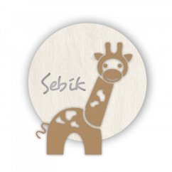 Dřevěné jméno na zeď - žirafa