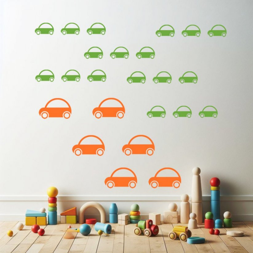 Autá Beetle - sada samolepiek na stenu - Farba: oranžová