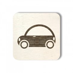 Dřevěný štítek na box s hračkami  - autíčka - čtvereček