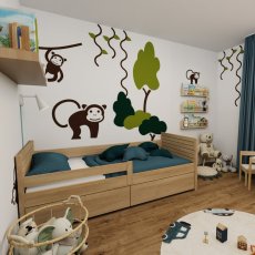 Dětský pokoj džungle - samolepky opice stromy