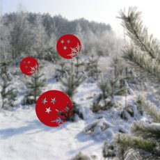 Vánoční samolepky na okno koule s vločkou a hvězdičkami