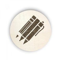 Dřevěný štítek kolečko - psací potřeby