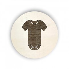 Dřevěný štítek kolečko - oblečení - body KR