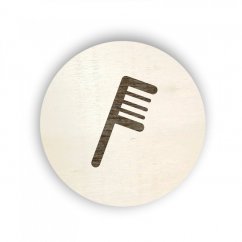 Dřevěný štítek na box kolečko - věci vlasy
