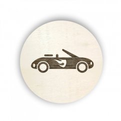 Dřevěný štítek na box kolečko - hračky - rychlá auta