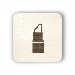 Dřevěný štítek na box s líčidly - čtvereček