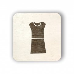 Dřevěný štítek oblečení - šaty - čtvereček
