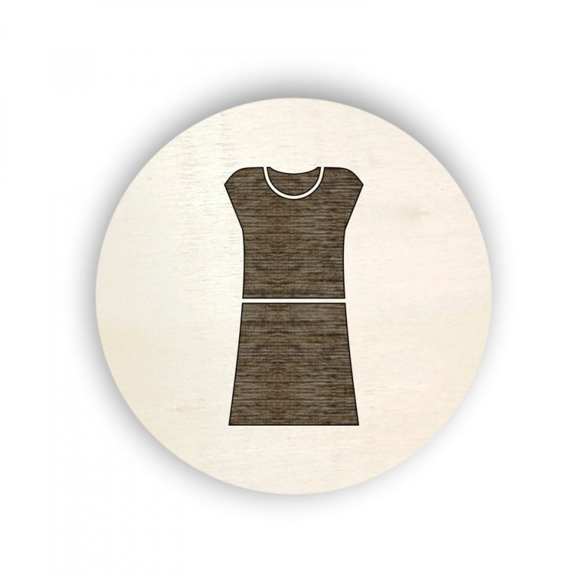Dřevěný štítek kolečko - oblečení - dámské šaty