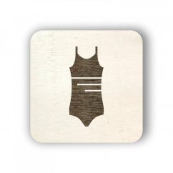 Dřevěný štítek oblečení - dámské plavky - čtvereček