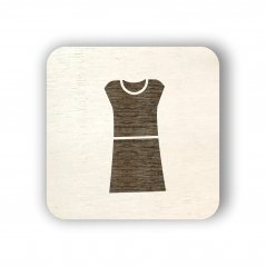 Dřevěný štítek oblečení - šaty - čtvereček