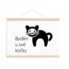 Plakát s nápisem Bydlím u své kočky