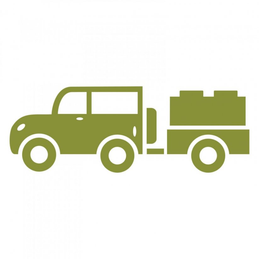 Jeep auto s kockou - nálepka na stenu - Farba: studená zelená