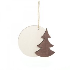 stromeček s měsícem - dřevěné vánoční ozdoby