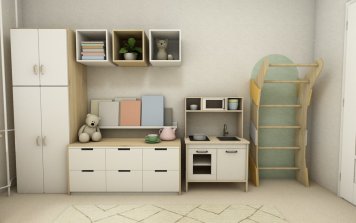 Moderní dětský pokoj pro holčičku - žebřiny - oblouk