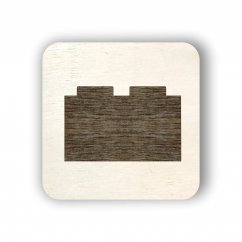 Dřevěný štítek na box se stavebnicí typu Lego - čtvereček