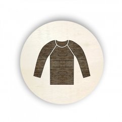 Dřevěný štítek kolečko - oblečení - tričko s dlouhým rukávem