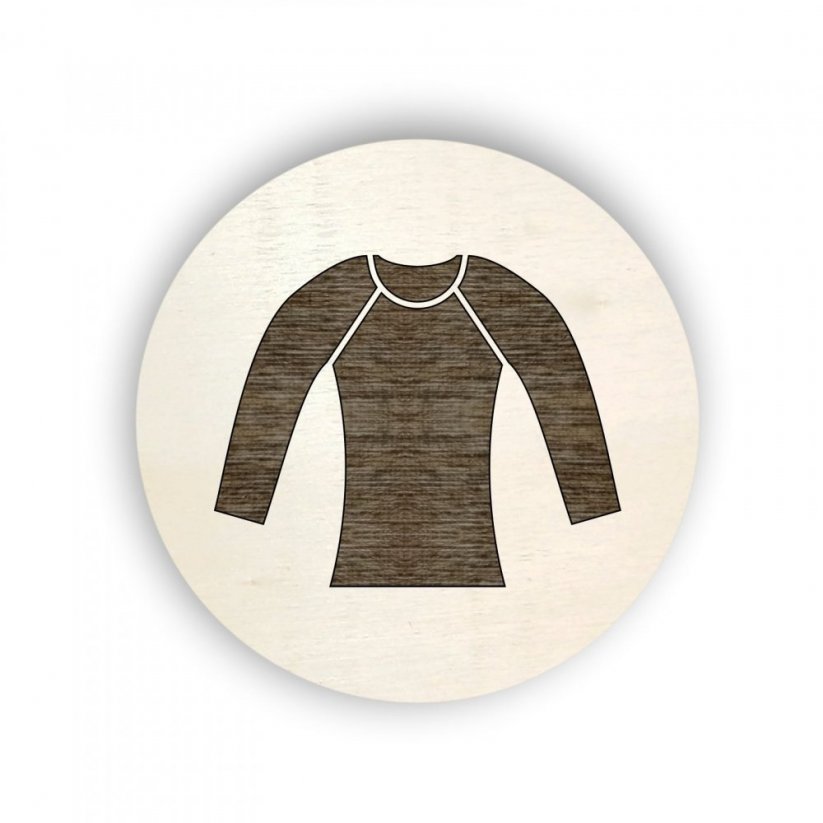 Dřevěný piktogram oblečení - dámské tričko s dlouhým rukávem