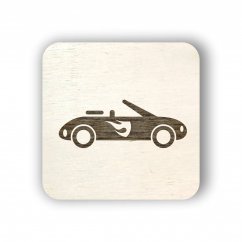 Dřevěný štítek na box s hračkami  - rychlá auta - čtvereček