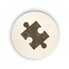 Dřevěný štítek na box kolečko - puzzle