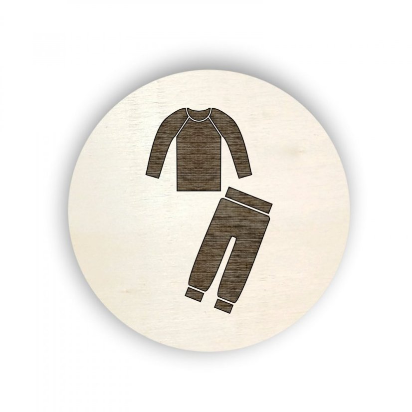 Dřevěný štítek kolečko - oblečení - pyžamo