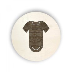 Drevený štítok koleso - oblečenie - body KR