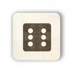 Dřevěný štítek na box s hrami s kostkou - čtvereček
