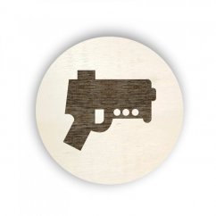 Dřevěný štítek na box kolečko - hračky - zbraně
