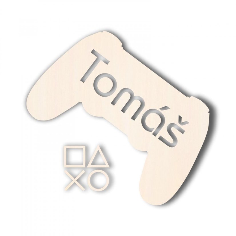 Drevená dekorácia s menom pre hráčov PS - Farba: dřevo - prirodná
