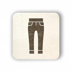 Dřevěný štítek oblečení - dámské kalhoty - čtvereček