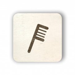 Dřevěný štítek na box s věcmi na vlasy - čtvereček