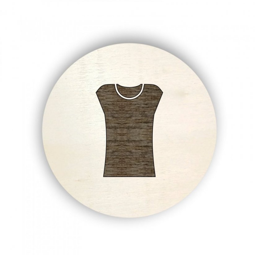 Dřevěný piktogram oblečení - dámské tričko s krátkým rukávem