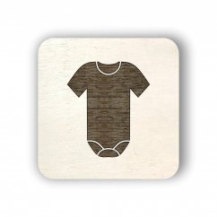 Dřevěný štítek oblečení - body KR - čtvereček
