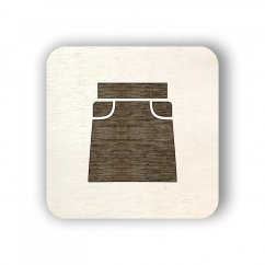 Dřevěný štítek oblečení - sukně - čtvereček