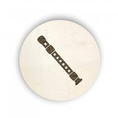 Dřevěný štítek na box kolečko - hudební nástroje
