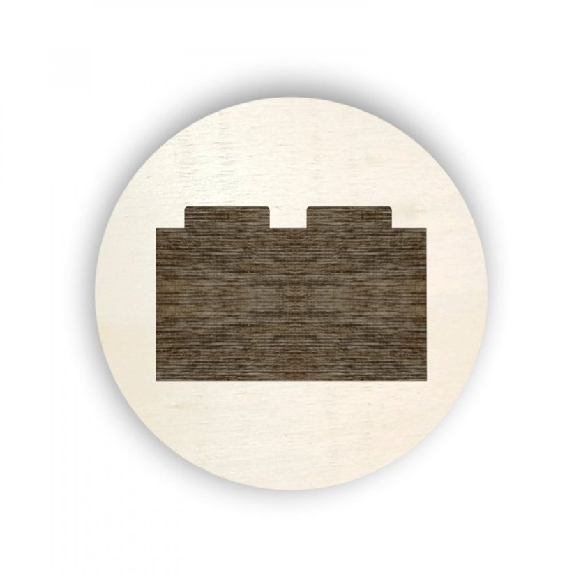 Dřevěný štítek na box kolečko - stavebnice - Lego