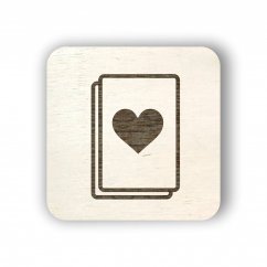 Dřevěný štítek na box s karetními hrami - čtvereček