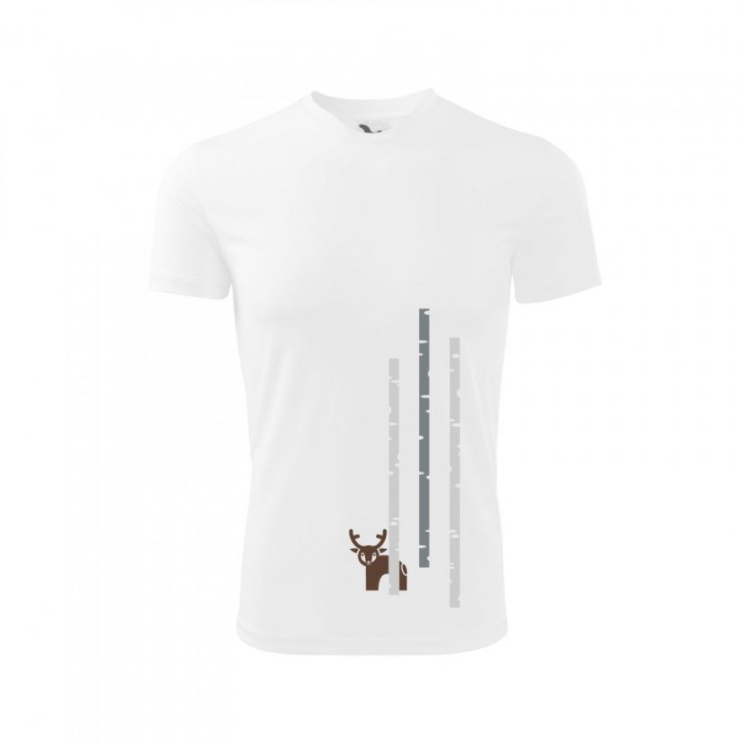 Dětské bílé sportovní tričko s jelenem