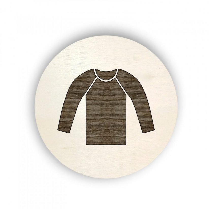Dřevěný piktogram oblečení - tričko s dlouhým rukávem