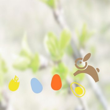 Veľkonočné nálepky na okno so zajačikom a vajíčkami