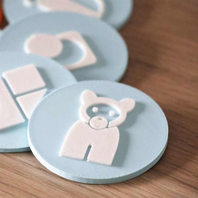 Rozlišovací štítok na box nahračky - piktogram plyšáci