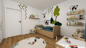 Dětský pokoj džungle - samolepky opice stromy