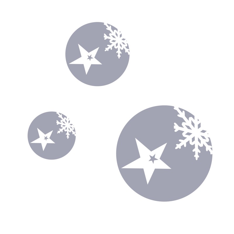 Vánoční samolepky na okno Koule s vločkou a hvězdou - Pieris design