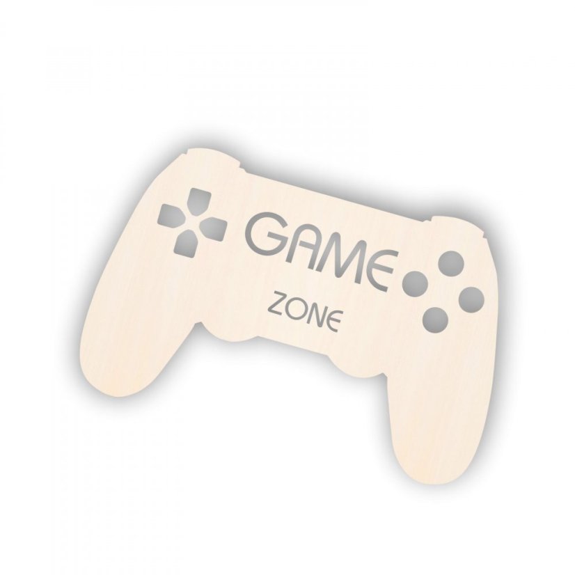 Dřevěná dekorace pro hráče s nápisem Game zone PS - Farba: dřevo - prirodná
