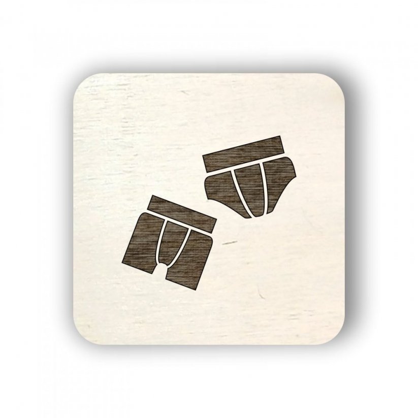 Dřevěný štítek oblečení - klučičí spodní prádlo - čtvereček